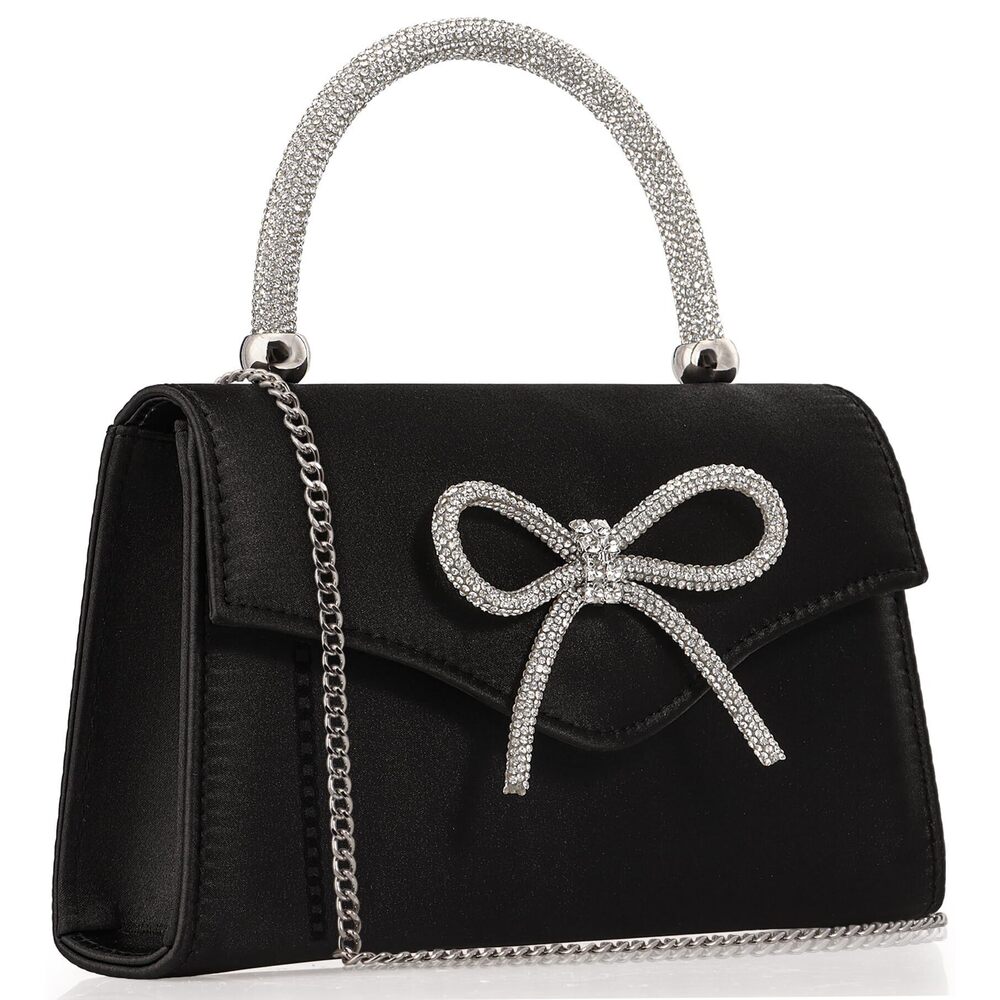 7830 Sparkling Evening Clutch Purse ,Rhinestone Bow Top Handle Party - Picture 3 of 7